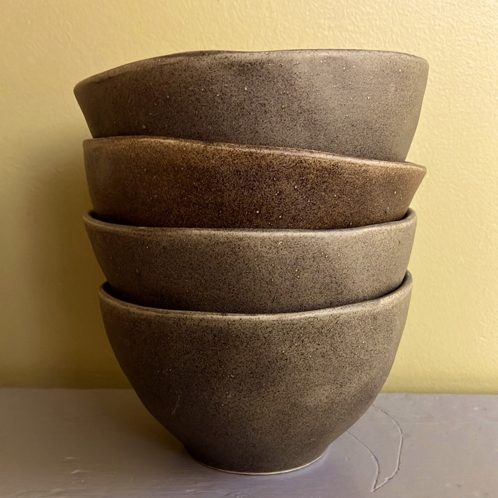 Set of Brown textured pottery bowls - set of 4